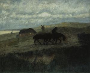 Otto Modersohn, Reiter mit zwei Pferden