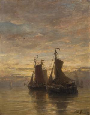 Hendrik Willem Mesdag - Ankernde Fischerboote in der Abenddämmerung