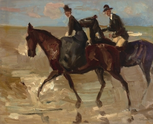 Max Liebermann, Reiter und Reiterin am Strand, Impressionismus
